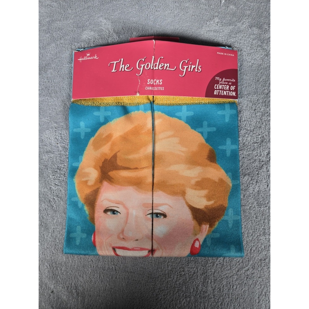Hallmark The Golden Girls Blanche Devereaux Novelty Socks Teal Gold One Size NEW